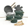 Beautiful 20pc Ceramic NonStick Cookware Set, Thyme Green by Drew