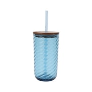 Beautiful 21-Ounce Tritan Swirl Texture Sipper Tumbler Set, Blue by Drew Barrymore