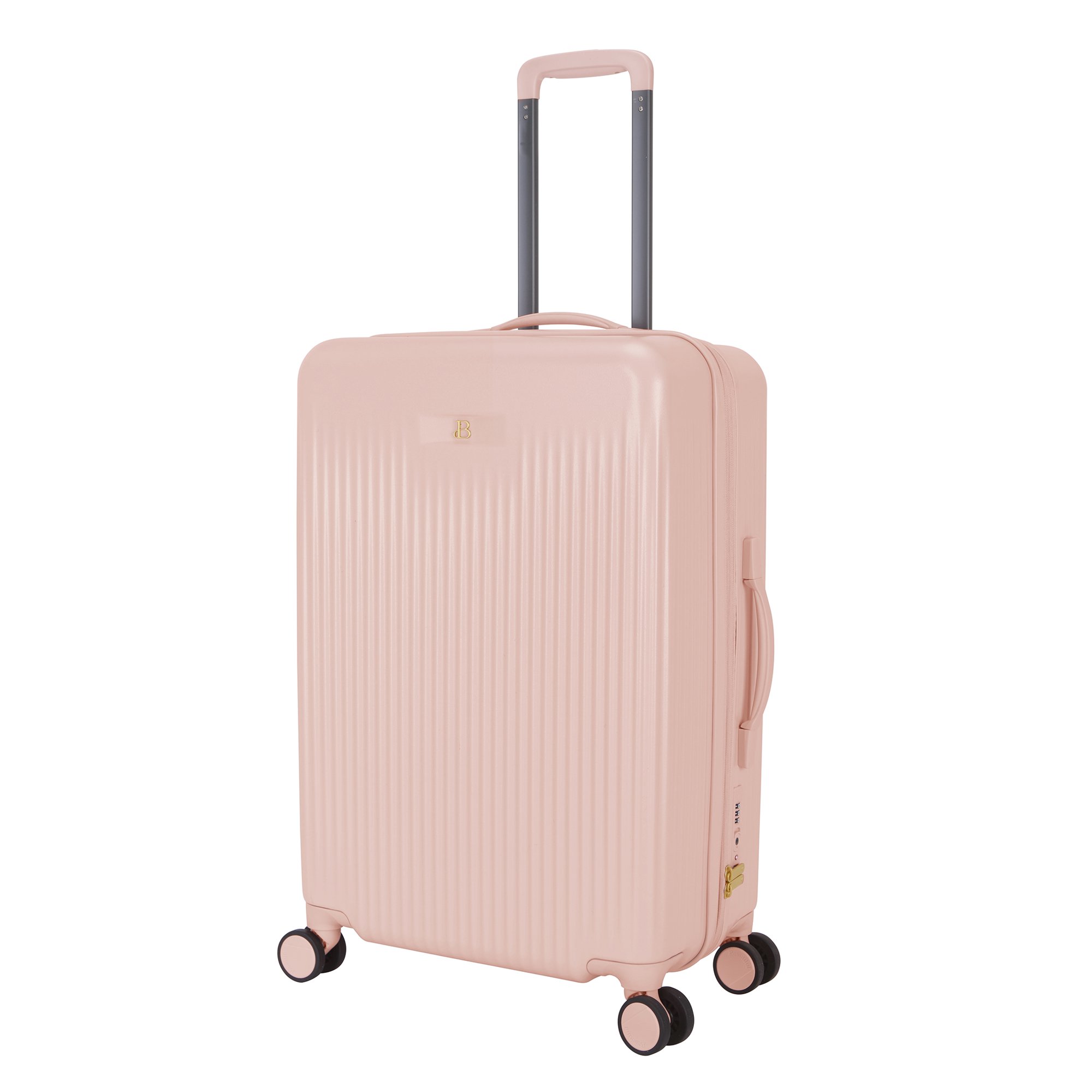 Beautiful 24-inch Checked Expandable Hardside Upright Luggage by Drew Barrymore, Rose Pink