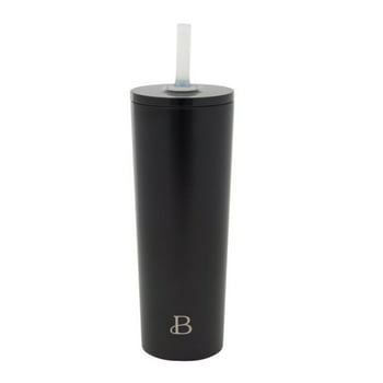 Beautiful 24oz No Drippy Sippy Stainless Steel Tumbler With Straw, Black