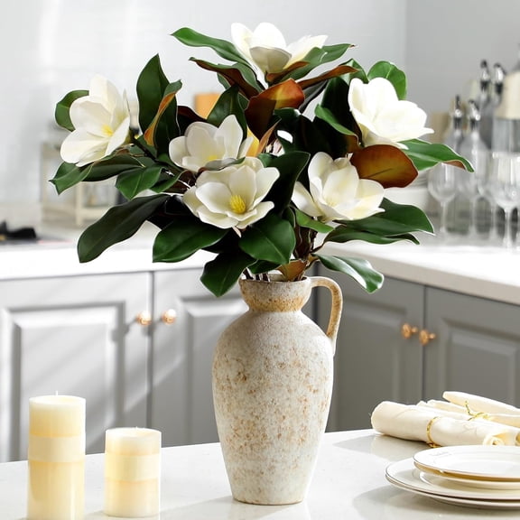 Beautiful 27”Artificial Magnolia Flowers,These Greenery Branches Provide a and Solution for Your .Allowing You to Enjoy Their Charm Regardless of The And Season.