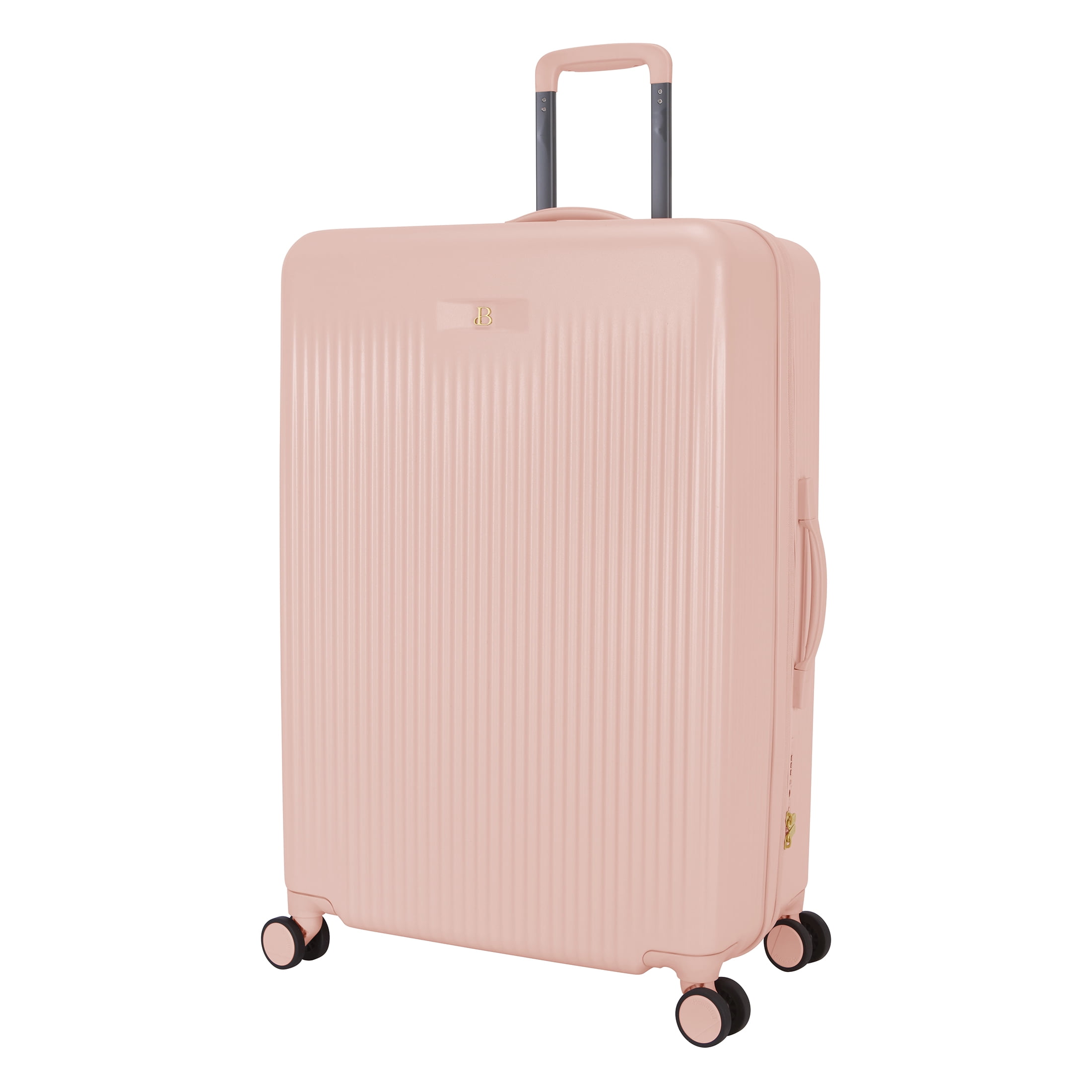 Beautiful 28-inch Checked Expandable Hardside Upright Luggage by Drew Barrymore, Rose Pink