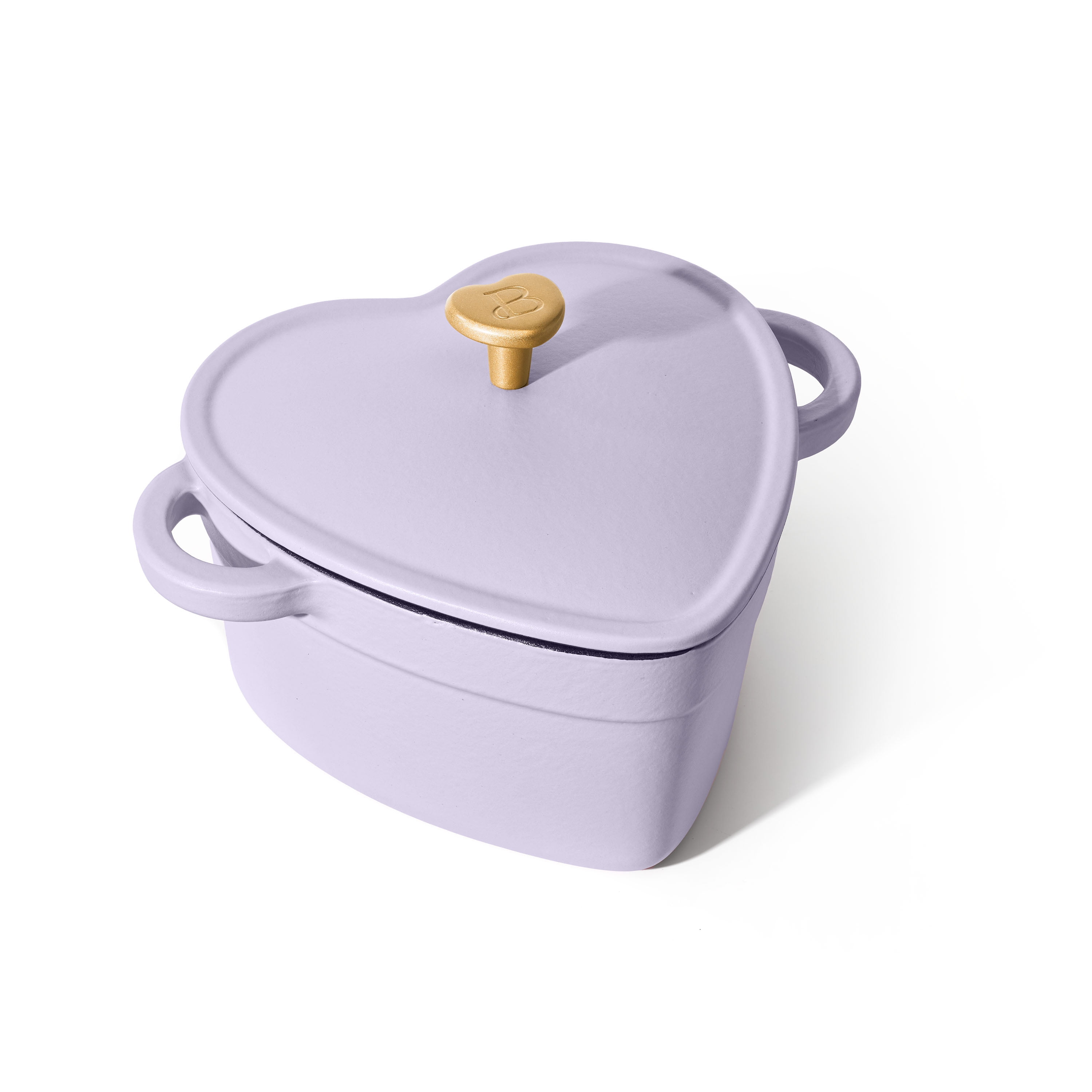 Lavender Heart-Shaped Enameled Cast Iron 2QT Dutch Oven