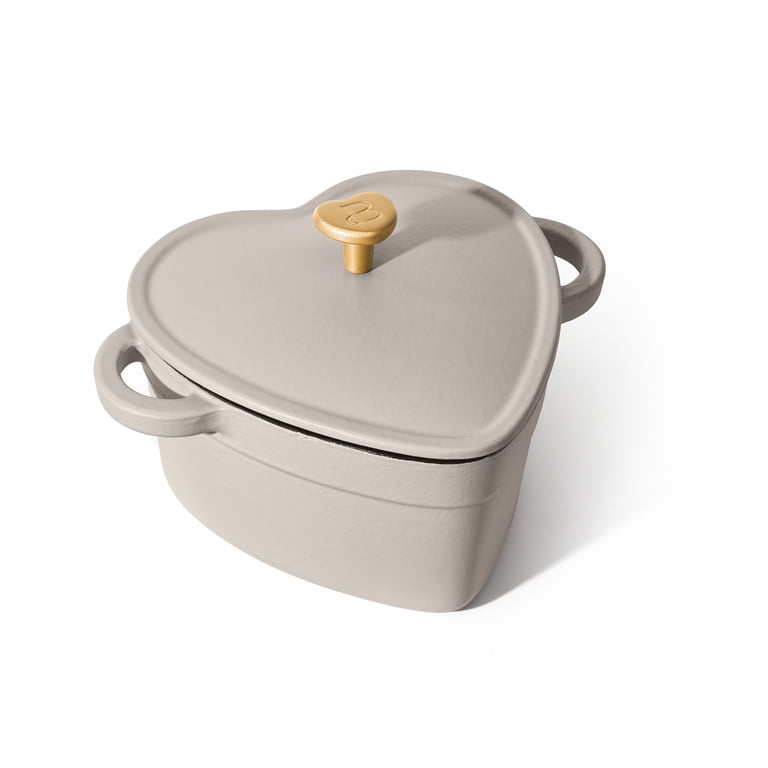 Free Shipping! Beautiful 2QT Cast Iron Heart Dutch Oven Porcini