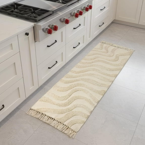 Beautiful 2x6 ft. Boho Runner Rug with Tassels for Your Hallway, Bedroom Or Living Room - Soft Cotton Carpet Fits Perfectly in Any Kitchen/Dining Space - Washable Rug Enhances Any Home Decor