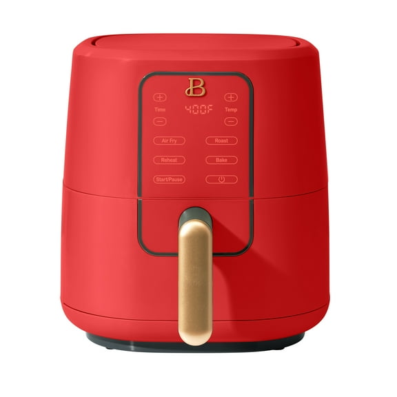 Beautiful 3 Qt Air Fryer with TurboCrisp Technology, EverGood Ceramic Nonstick Coating, Tomato Red by Drew Barrymore