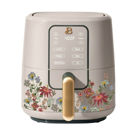 Beautiful 3 Qt Air Fryer with TurboCrisp Technology, EverGood Ceramic Nonstick Coating, Wildflower Porcini Taupe by Drew Barrymore