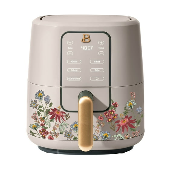 Beautiful 3 Qt Air Fryer with TurboCrisp Technology, EverGood Ceramic Nonstick Coating, Wildflower Porcini Taupe by Drew Barrymore