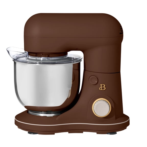 Beautiful 3.5 Qt Stand Mixer with Flat Beater, Dough Hook, Balloon Whisk, Chocolate by Drew Barrymore