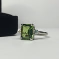 thumbnail image 1 of Beautiful 3.6ct Emerald Cut Peridot Ring Sterling Silver Ring Size 5 6 7 8 9 Trending Jewelry Gemstones Lab, 1 of 3