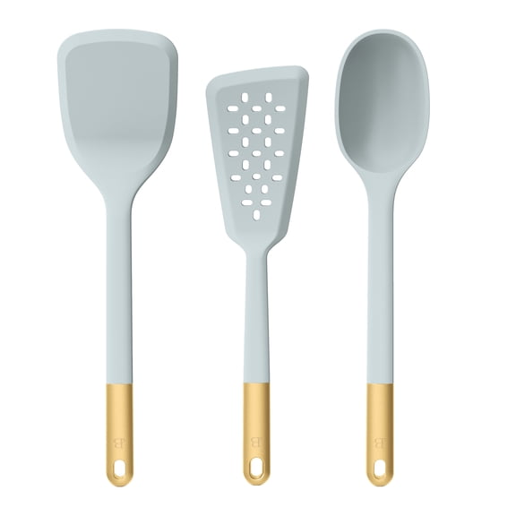 Beautiful 3-Piece Silicone Kitchen Utensil Tool Set, Hydrangea by Drew Barrymore