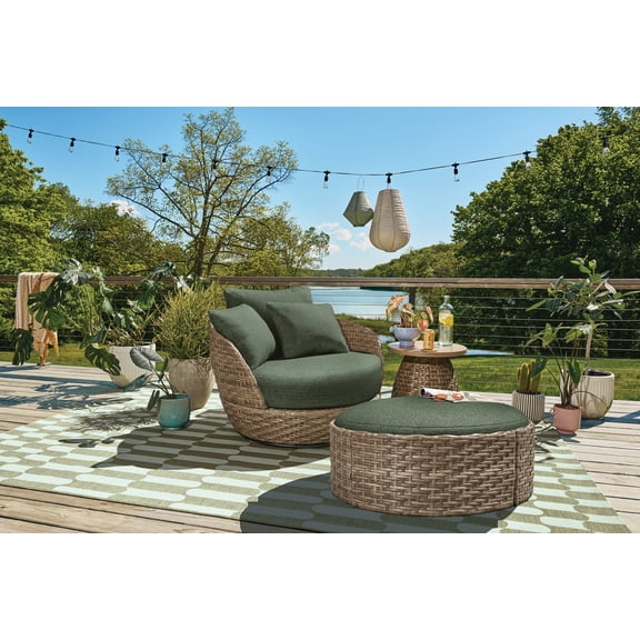 Beautiful 3-Piece Outdoor Swivel Chair Set, Thyme