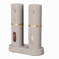thumbnail image 1 of Beautiful 3-Piece Rechargeable Electric Salt and Pepper Grinder Set with Charging Base, Porcini Taupe by Drew Barrymore, 1 of 7