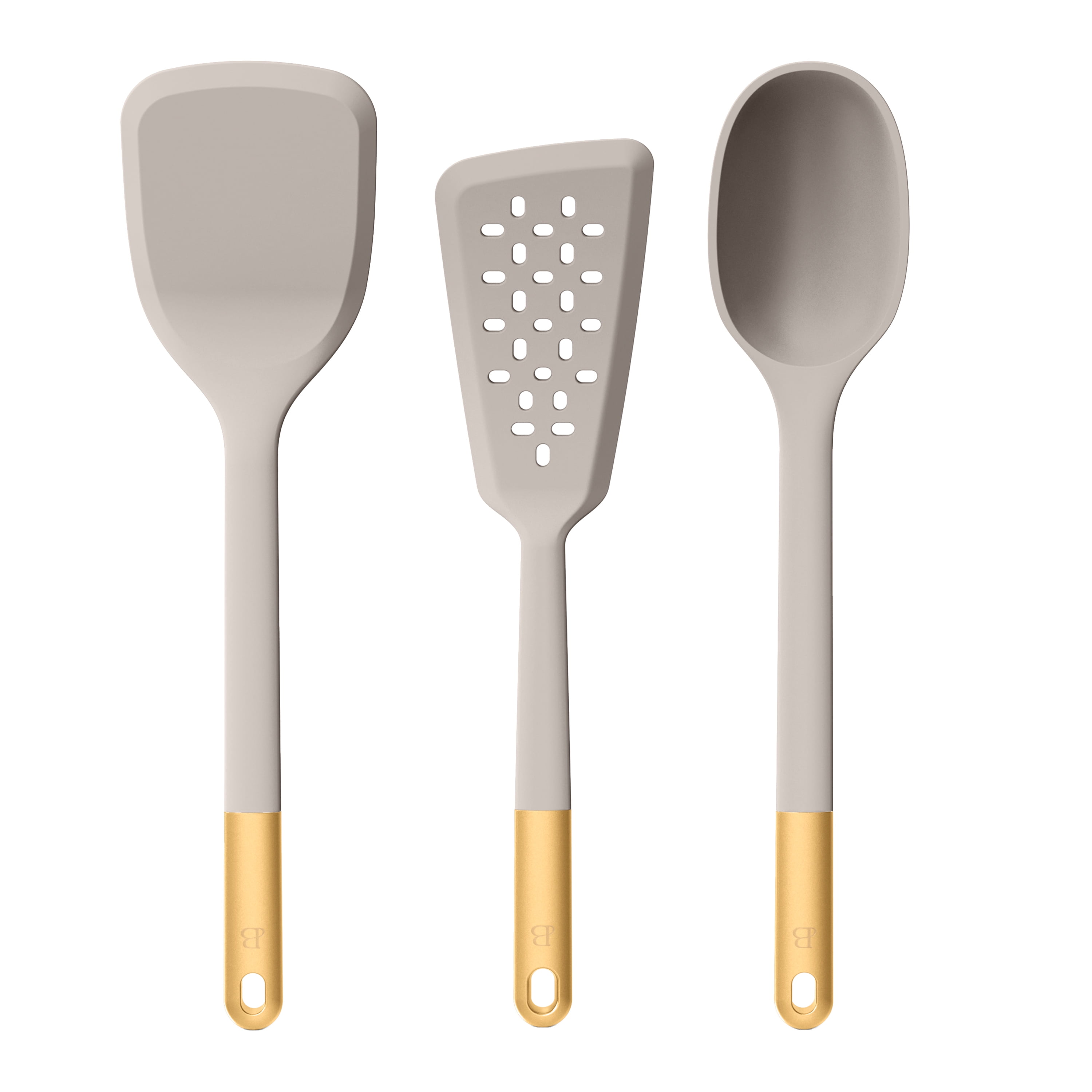 Beautiful 3-Piece Silicone Kitchen Utensil Tool Set, Porcini Taupe by Drew Barrymore - Walmart.com