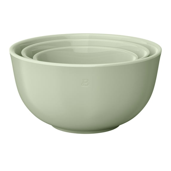 Beautiful 3-Piece Stoneware Nesting Mixing Bowl Set,Sage Green by Drew Barrymore