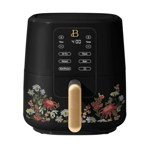 Beautiful 3 Qt Air Fryer with TurboCrisp Technology, Wildflower by Drew Barrymore, Black