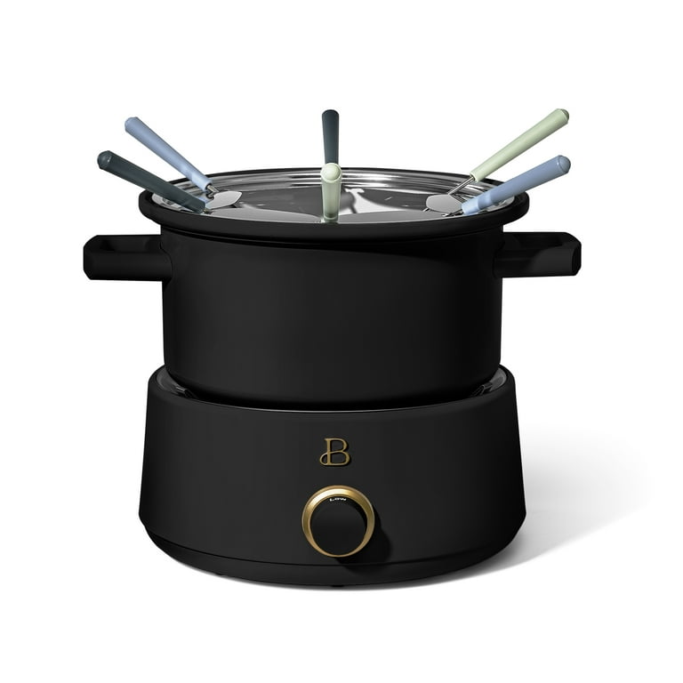 Beautiful 3 Qt Electric Fondue Set with Bonus 2 qt Ceramic Pot, Black  Sesame by Drew Barrymore 