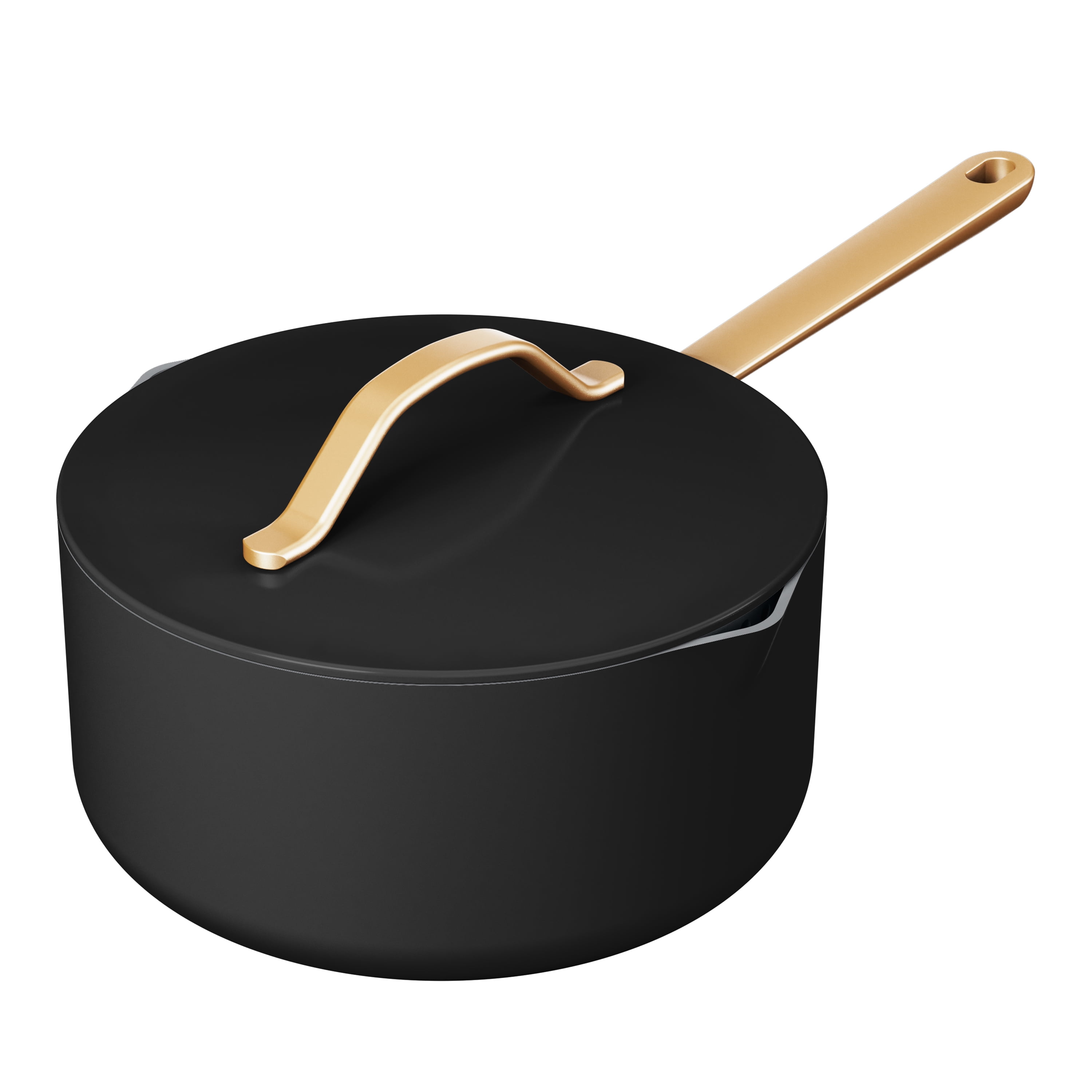 Beautiful 3 Quart Ceramic Non-Stick Covered Sauce Pan with Strainer Lid, Black Sesame by Drew Barrymore - Walmart.com