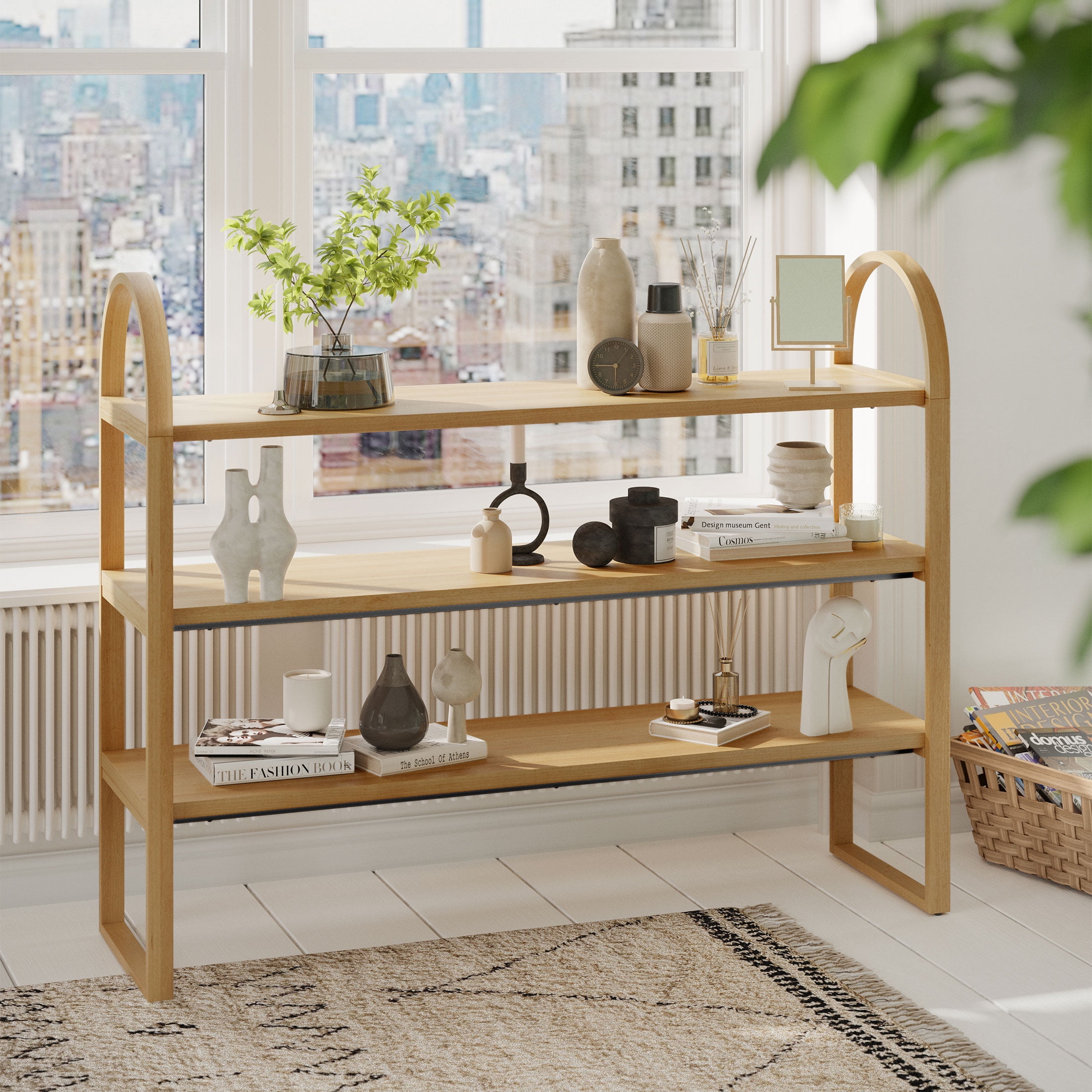 Beautiful 3-Shelf Open Bookcase by Drew Barrymore, Warm Honey Finish - Walmart.com