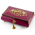 thumbnail image 1 of Beautiful 30 Note Red-Wine Floral Inlay Musical Jewelry Box with Lock and Key - My Heart Will Go On, 1 of 2
