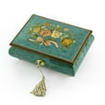 thumbnail image 1 of Beautiful 30 Note Turquoise Floral Inlay Musical Jewelry Box with Lock and Key - Fur Elise, 1 of 2