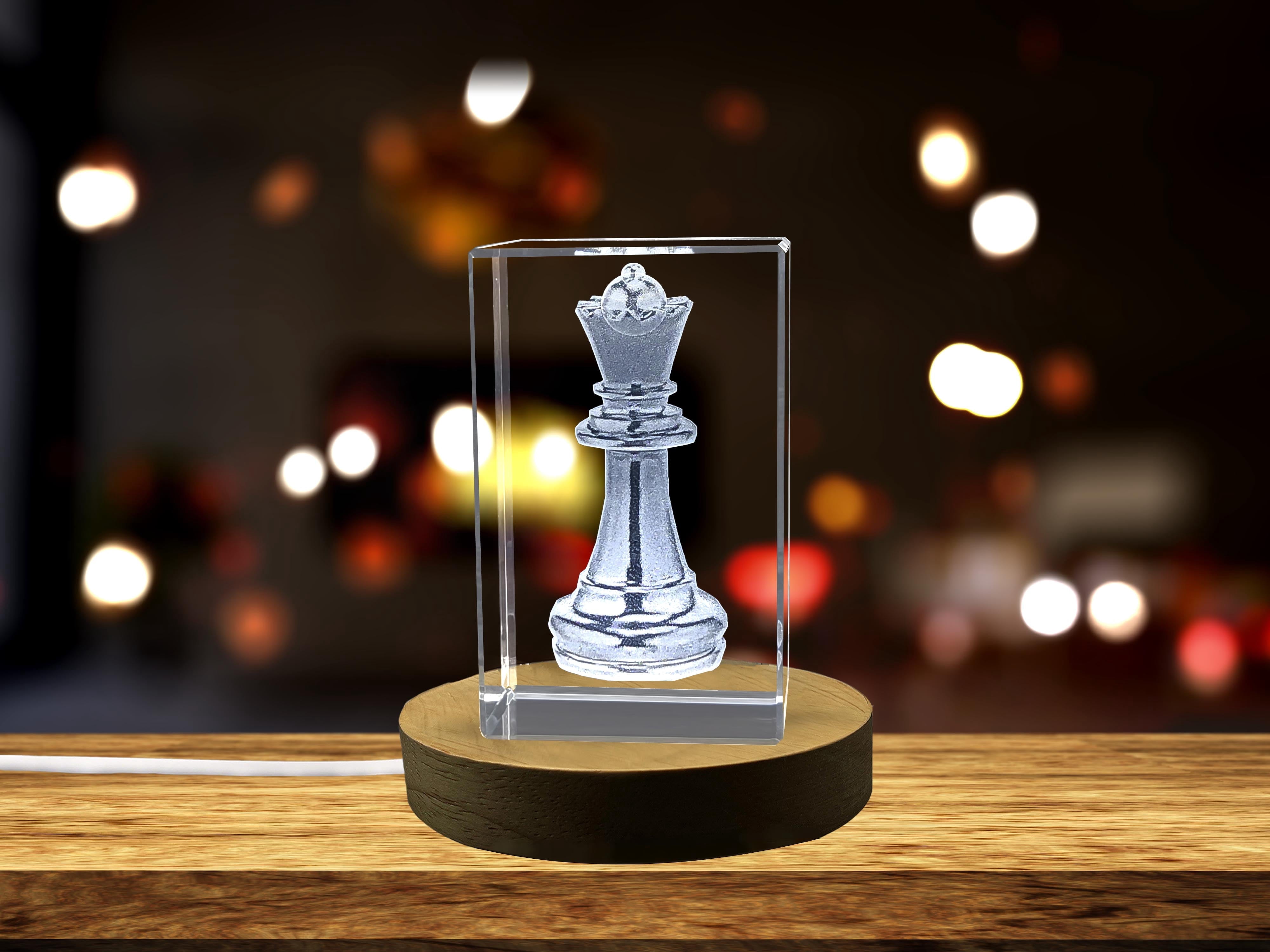 Beautiful 3D Engraved Crystal Queen Chess Piece Gift - Walmart.com