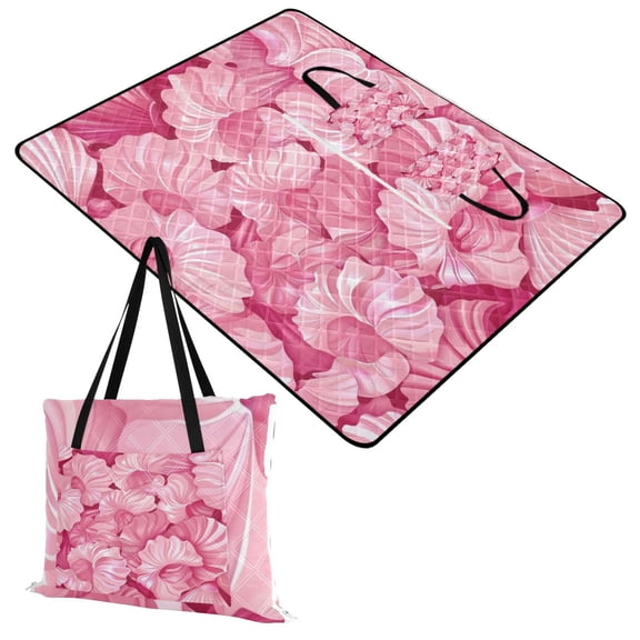 Beautiful 3d Seashells Extra Large Picnic Beach Blanket Waterproof Sand Proof Portable Outdoor Mat 60x80