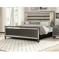 thumbnail image 1 of Beautiful 3pc Modern Queen Size LED Lights HB Bed 2x Nightstand Set Charcoal Finish Furniture, 1 of 5