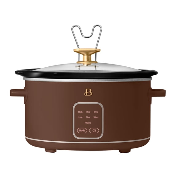 Beautiful 4 Qt Slow Cooker with Touch-Activated Display, Chocolate by Drew Barrymore