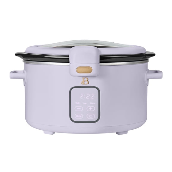 Beautiful 4 Qt Digital Slow Cooker with Hinged Locking Lid, Lavender by Drew Barrymore