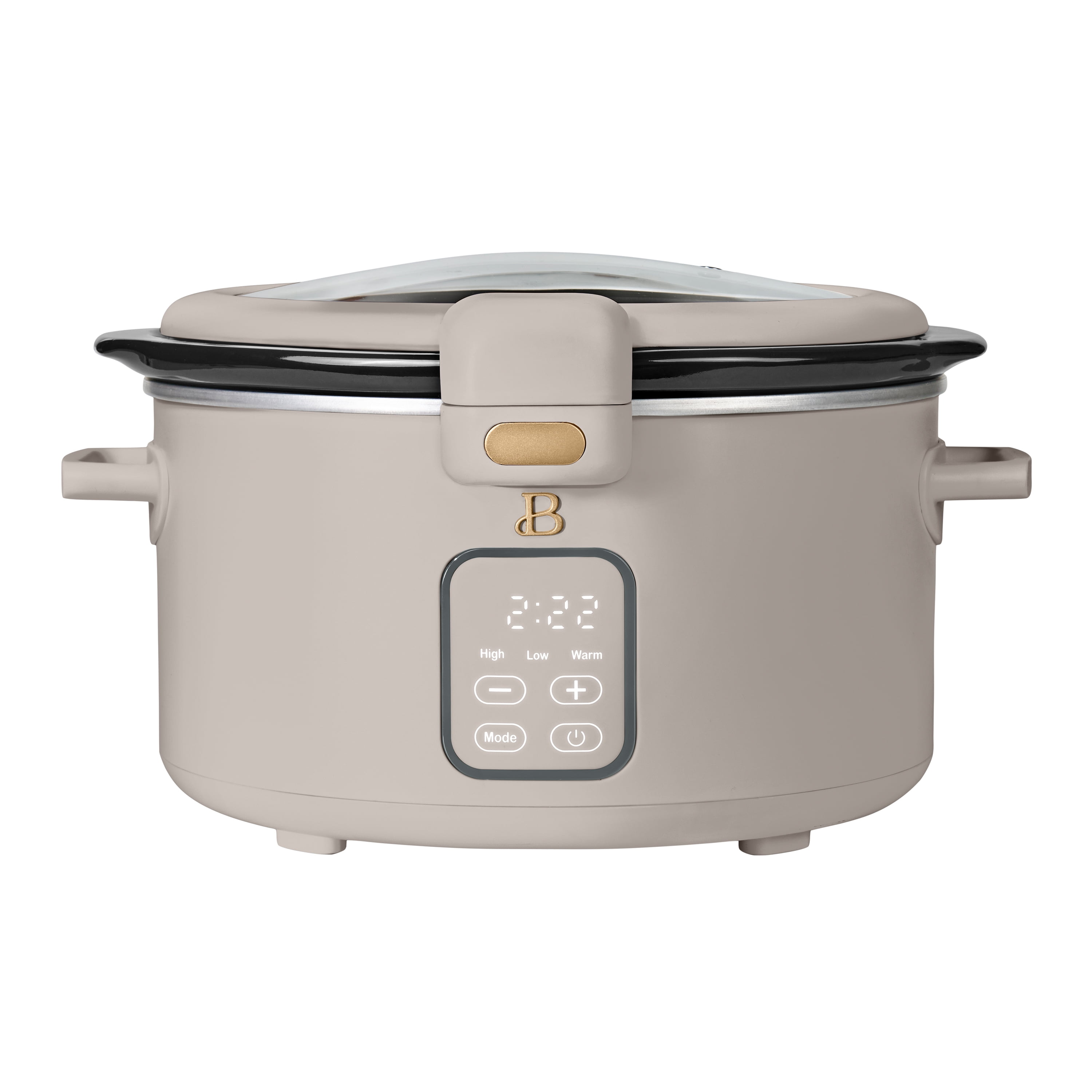 Beautiful 4 Qt Digital Slow Cooker with Hinged Locking Lid, Porcini Taupe by Drew Barrymore - Walmart.com