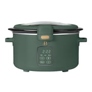 Beautiful 4 Qt Digital Slow Cooker with Hinged Locking Lid, Thyme Green by Drew Barrymore