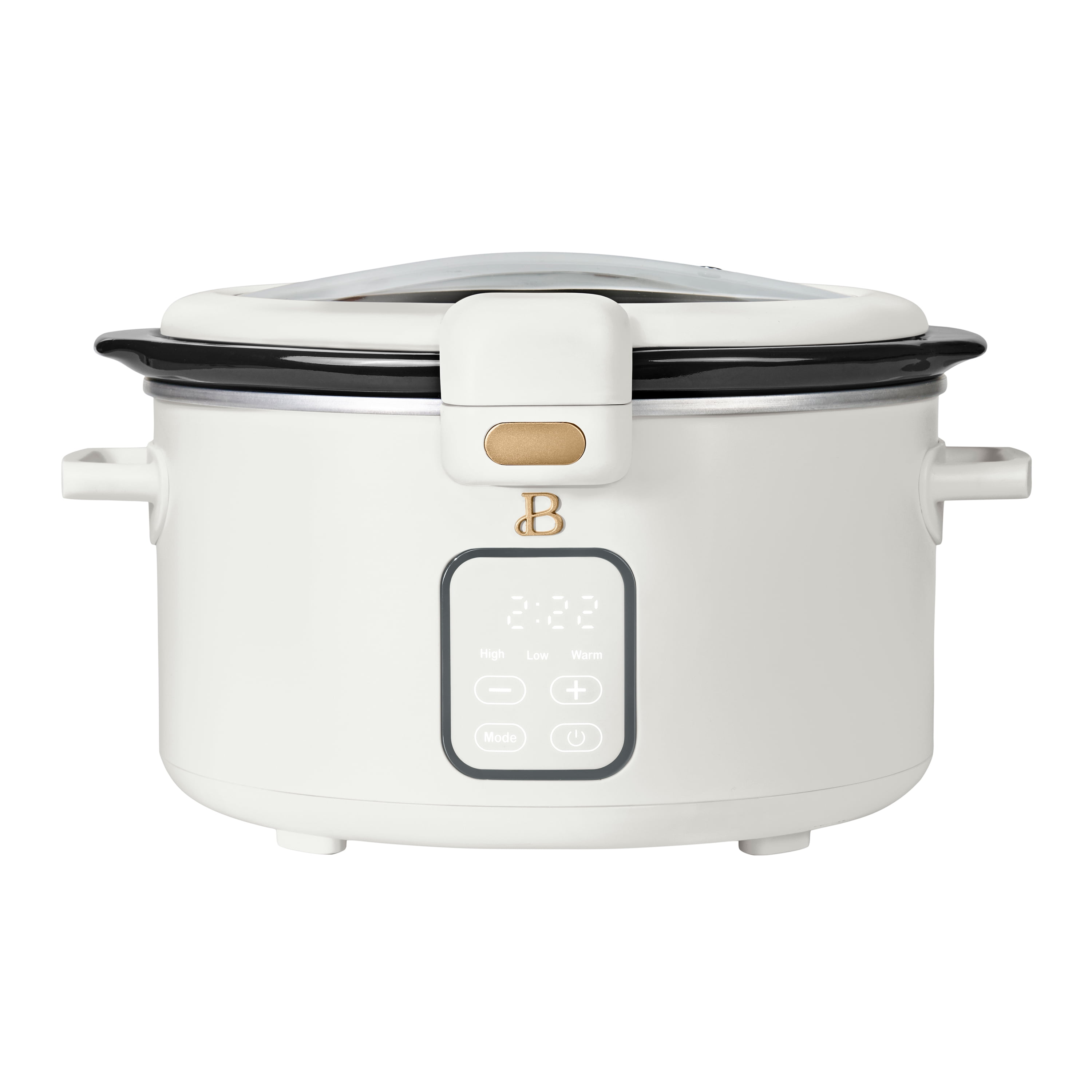 Beautiful 4 Qt Digital Slow Cooker with Hinged Locking Lid, White Icing by Drew Barrymore