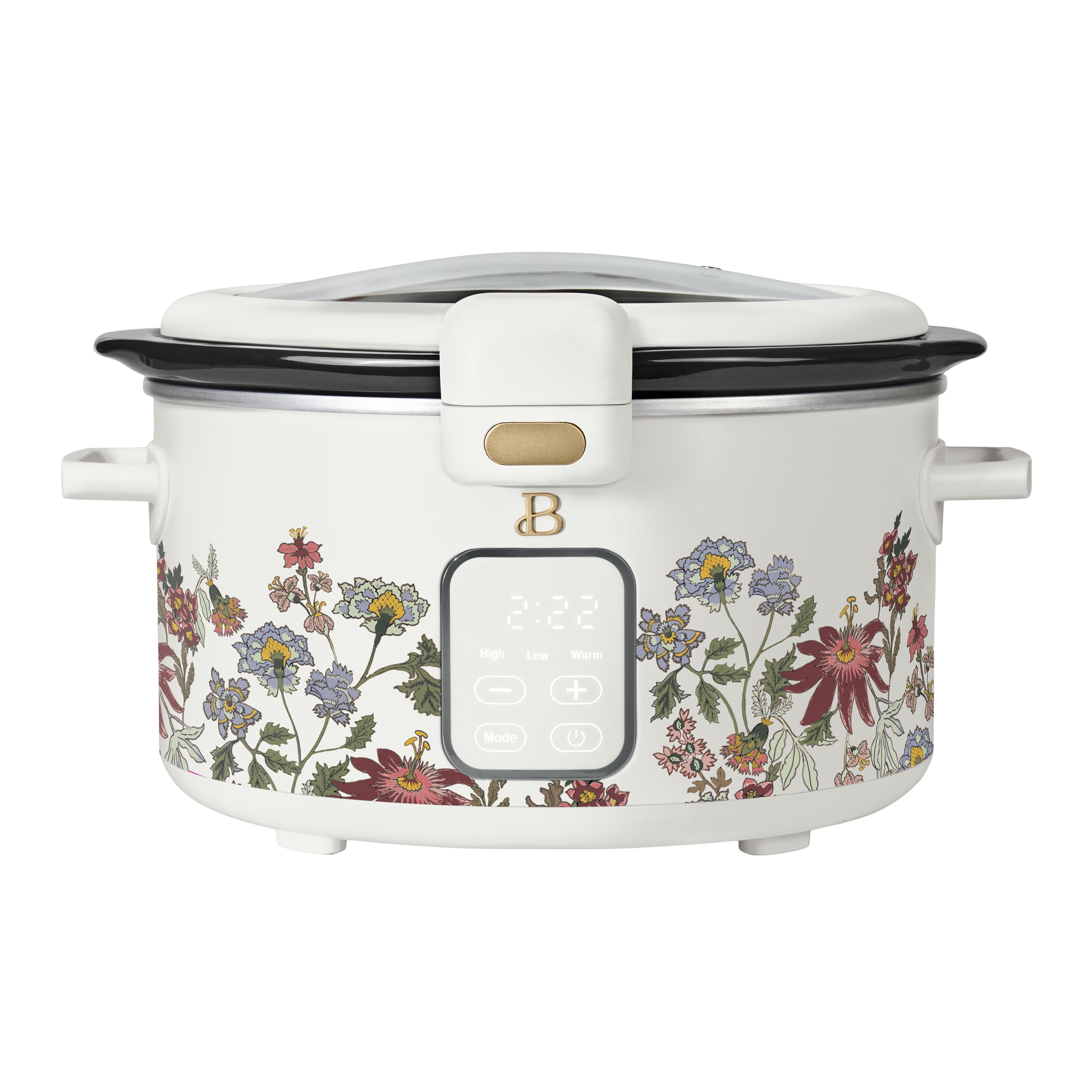 Beautiful 4 Qt Digital Slow Cooker with Hinged Locking Lid, Wildflower White by Drew Barrymore - Walmart.com