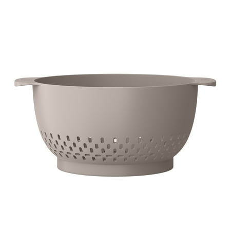 Beautiful by Drew Barrymore 4.75 qt Plastic Colander, Porcini Taupe
