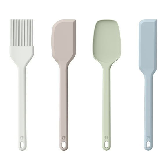 Beautiful 4-Piece Silicone Mini Kitchen Utensil Set, Assorted Colors, by Drew Barrymore