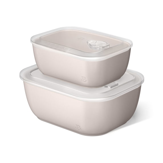 Beautiful 4-Piece Stoneware Bake and Store Set, Porcini Taupe by Drew Barrymore