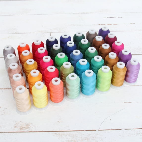 Beautiful 40 Cone Set of Rayon Embroidery Thread Set by Threadart - Jewel Colors - 1000m Cones 40wt - Silky Luxurious Finish - For Machine Embroidery and Decorative Stitching