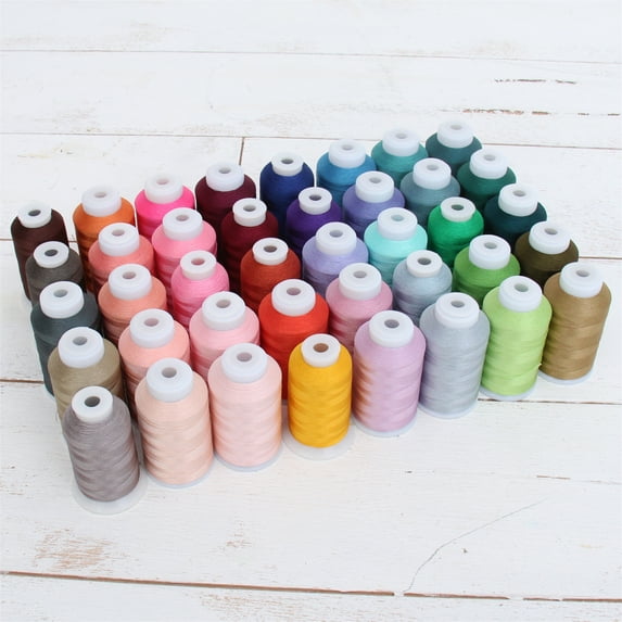 Beautiful 40 Cone Set of Rayon Embroidery Thread Set by Threadart - Vivid Colors - 1000m Cones 40wt - Silky Luxurious Finish - For Machine Embroidery and Decorative Stitching