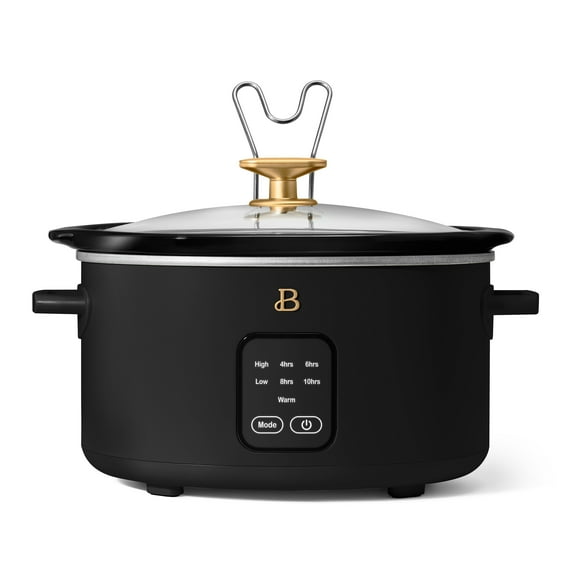 Beautiful 4Qt Slow Cooker with Touch-Activated Display, Black Sesame by Drew Barrymore