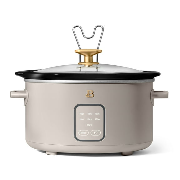 Beautiful 4Qt Slow Cooker with Touch-Activated Display, Porcini Taupe by Drew Barrymore