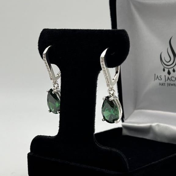 Beautiful 4ctw Pear Cut Emerald Leverback Earrings Dangle Trending Jewelry Gift Holiday Emerald teardrop dangle May