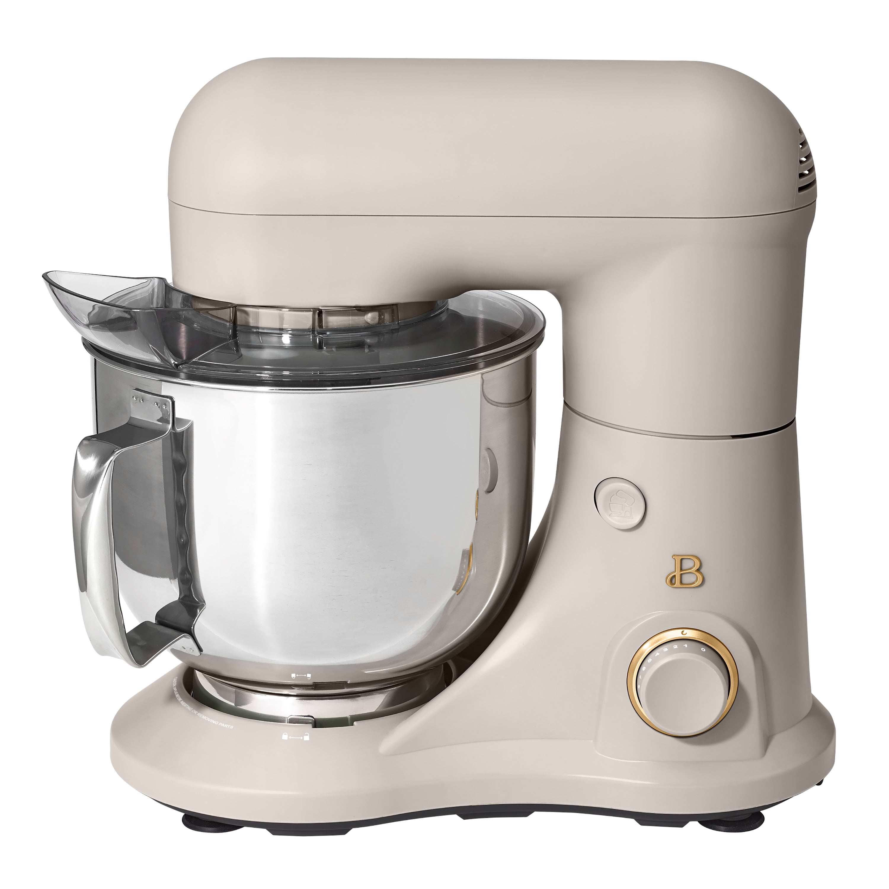 Beautiful 5.3 Qt Stand Mixer, Porcini Taupe with Flat Beater, Dough Hook, Balloon Whisk
