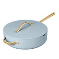 thumbnail image 1 of Beautiful 5.5 Quart Ceramic Non-Stick Sauté Pan with Strainer Lid, Cornflower Blue by Drew Barrymore, 1 of 7