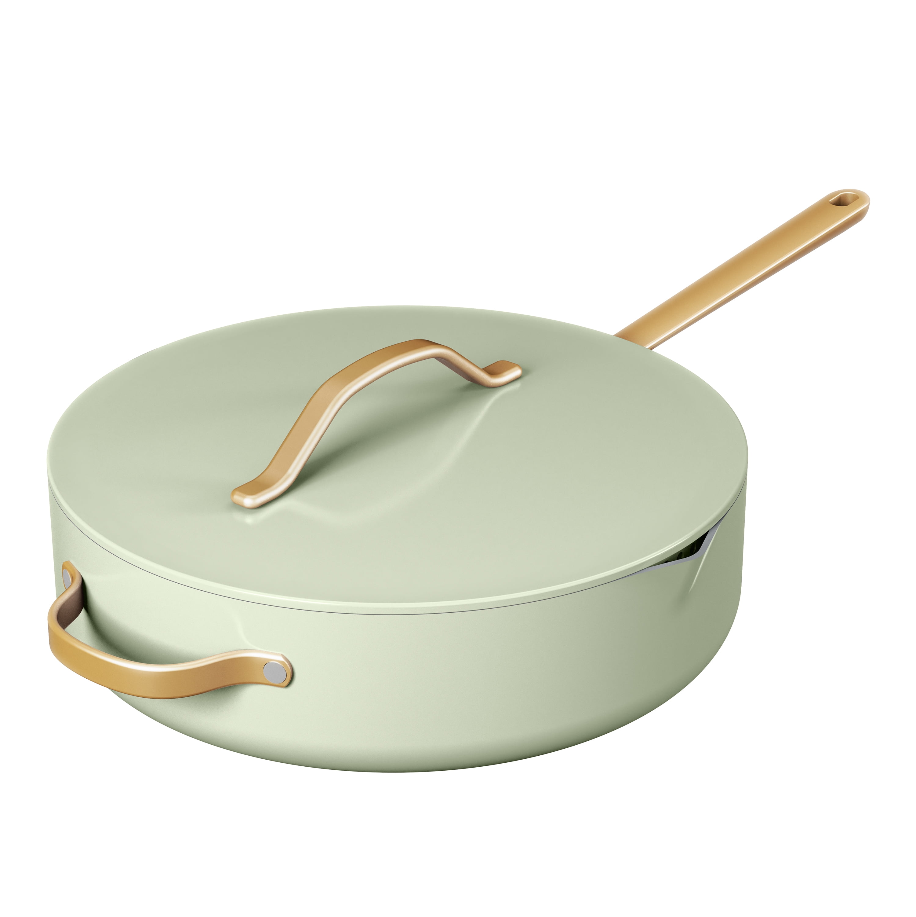 Beautiful 5.5 Quart Saute Pan with Strainer Lid and EverGood Nonstick Coating, Sage Green by Drew Barrymore