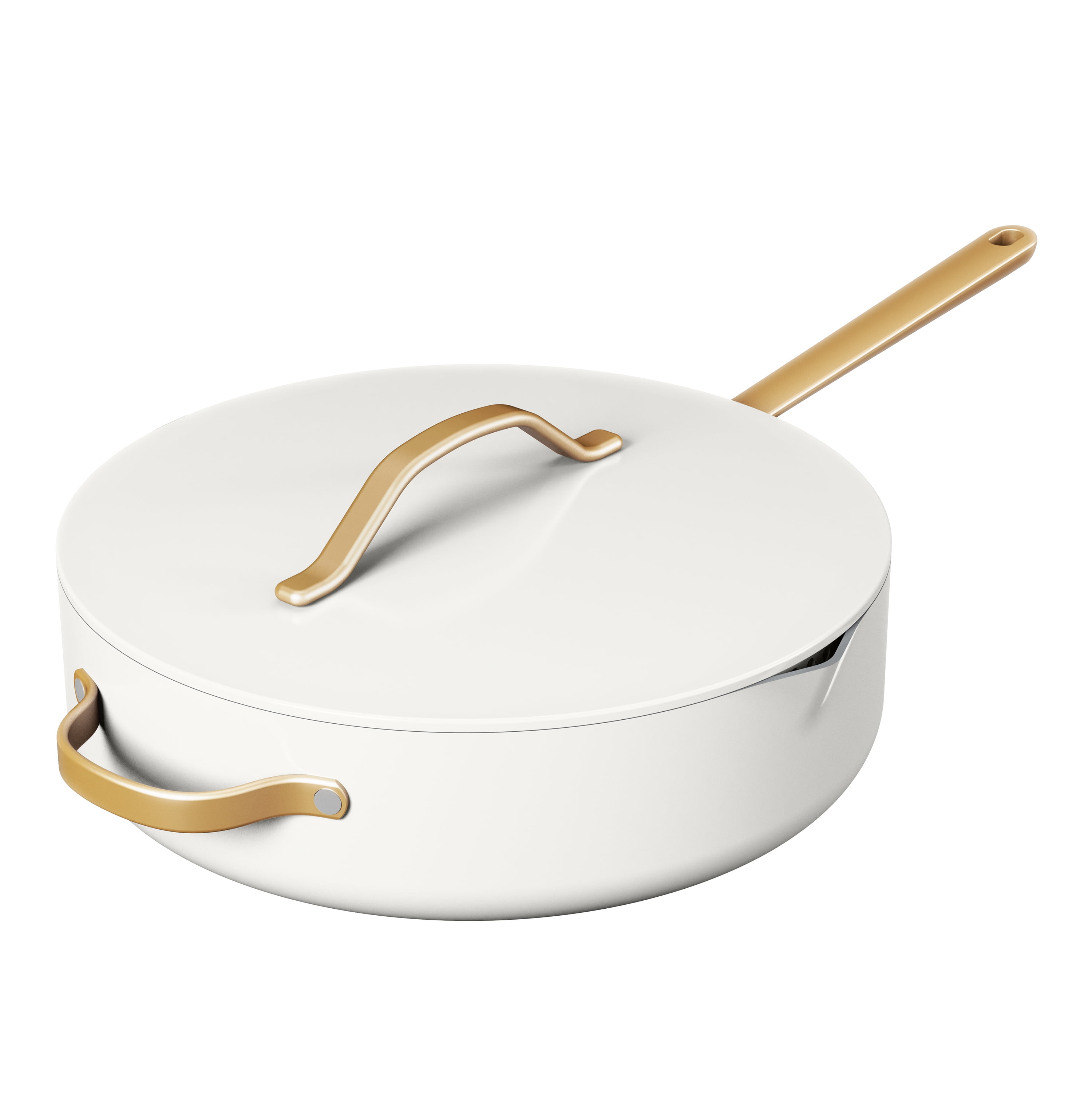 Beautiful 5.5 Quart Ceramic Non-Stick Sauté Pan with Strainer Lid, White Icing by Drew Barrymore - Walmart.com