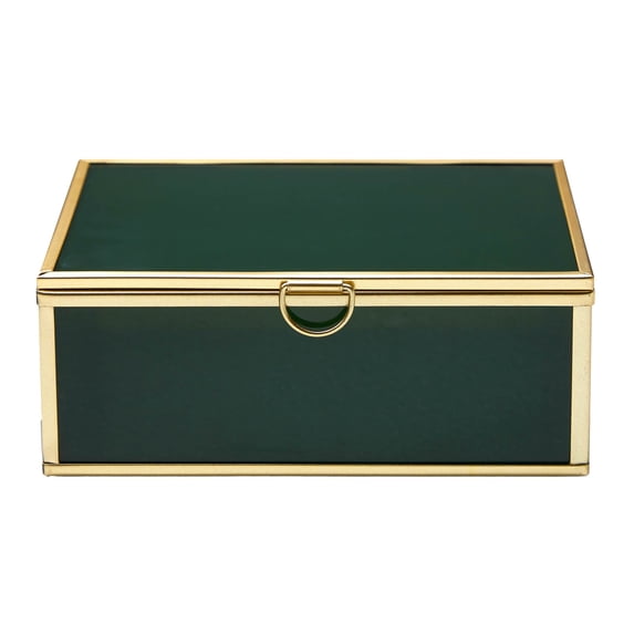 Beautiful 5.9"x 4.33" Green Glass Trinket Box by Drew Barrymore