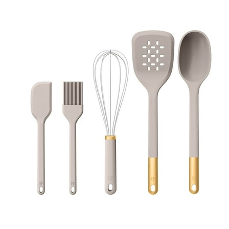 Beautiful 5-Piece Kitchen Tool Set, Porcini Taupe by Drew Barrymore