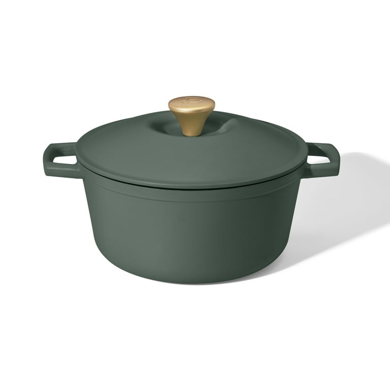 Beautiful 5 Quart Cast Iron Round Dutch Oven, Thyme Green by Drew Barrymore