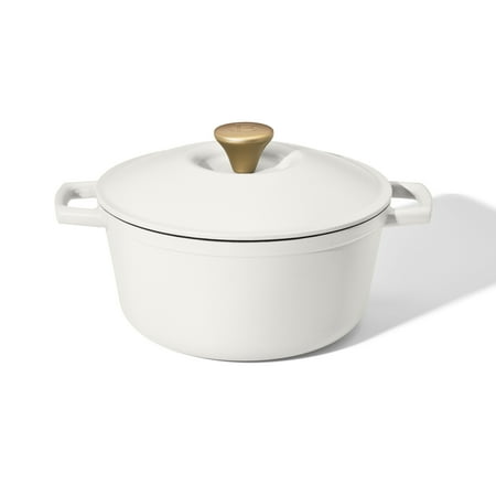 Beautiful 5 Quart Cast Iron Round Dutch Oven, White Icing by Drew Barrymore